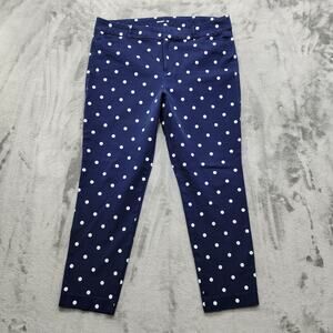 Old Navy Pants‎ Womens 14 Blue White Polka Dot High Rise Pixie Ankle Stretch